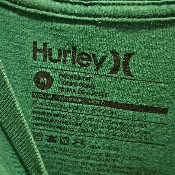 Hurley green tee size M - Picture 3 of 4